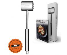 CAMIUM Fleischklopfer - Fleischhammer aus Edelstahl doppelseitig - spülmaschinengeeignet + gratis Ebook