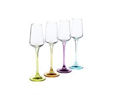 CRISTALICA Likörglas 4er-Set Likörkelch Charisma Colour Schnapsglas Aperatif 100ml klar