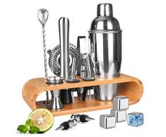 DINOKA Cocktail Shaker Edelstahl Set 18-TLG Mixer Cocktailset 750 Ml 4*Whisky Steine