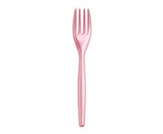 Sovie Servingware | Premium Einweg Gabel 185mm Perlmutt-Rosa aus PS (Polystrol) | Menuegabel Tafelgabel Besteck |20 Stück