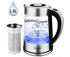 Uarter 1.8L Glas Wasserkocher Elektrischer Wasserkessel Teesieb Einstellbare Temperatur mit automatischer Abschaltung, Warmhaltefunktion und Trockengehschutz, 2000W