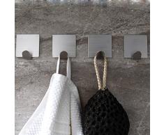 Ruicer Selbstklebend Handtuchhaken Kleiderhaken Ohne Bohren Bad und Küche Gebürstetes Edelstahl 4 STÜCK