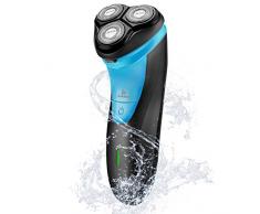 BLSTECH Rasierer Herren Elektrisch Nass und Trockenrasierer mit Bartschneider Präzisionstrimmer，Elektrorasierer für Täglicher und Reisen Kabelloser wasserdichte - Bleu/Schwarz