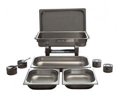Gastro-Bedarf-Gutheil Chafing Dish Speisenwärmer mit 3 GN-Behälter 2 x 1/2 GN und 1/1 GN T 65 mm + 2 Dosen Sicherheitsbrennpaste Fire Paste