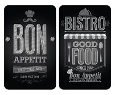 Wenko Herdabdeckplatte Universal Bon Appetit, 2er Set, fÃ¼r alle Herdarten, GehÃ¤rtetes Glas, 30 x 52 cm, mehrfarbig