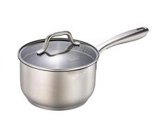 Milchtöpfe, Milch-Suppentopf, Stieltopf mit Deckel, Edelstahl Stielkasserolle, Saucenpfanne mit Glasdeckel HRSS