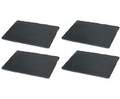 Novaliv Schiefer Schieferplatten eckig Untersetzer Tischplatz Servierplatten Käseplatte (4, RE 40x30x0,5)