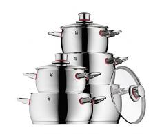 WMF Quality One Topfset 5-teilig, Cromargan Edelstahl poliert, Töpfe mit Glasdeckel, Induktionstöpfe, Topf Induktion, Dampföffnung, unbeschichtet