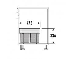 Hailo 3643141 Abfallsammler TR Swing 40.4/34 für Schränke ab 400 mm Breite mit Drehtür, Plastik, grau, 47.5 x 33.6 x 34.6 cm