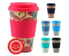 CasaBasics Designer Kaffeebecher to Go aus nachhaltigem Bambus | Kaffee to go Becher ist wiederverwendbar, Vegan, umweltfreundlich, lebensmittelecht und geeignet für die Spülmaschine | 450ml / 15oz