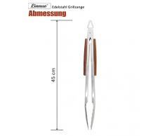 Linnuo Grillzange Edelstahl Holz Griff 45cm, XXL Grillzange Küchenzange Zange aus hochwertigem Edelstahl und echtem Holz, ideal für Grillen Kochen Servieren, 45 x 5 x 5cm (45)