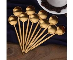 Bisda Gold Kaffeelöffel, Edelstahl Teelöffel, Mini Kuchen Löffel Spiegel Poliert Teelöffel Set von 10