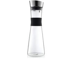 HEYNNA® Premium Karaffe/Wasserkaraffe mit Edelstahl Ausguss und praktischem Griff 1L Borosilikatglas