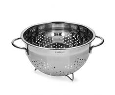 Navaris Nudelsieb Edelstahl rostfrei groß - Ø24cm Seiher hochwertig mit Füßen - Abtropfsieb Abgiesser Abgießsieb - Abschütthilfe aus Metall