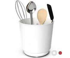 Küchenutensilien Behälter, drehbar | extra großer Behälter zur Küchenhelfer Aufbewahrung mit abnehmbarer Trennwand | Küchenutensilienhalter & Kochbesteck Organizer, spülmaschinenfest & rostfrei