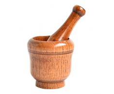 BESTonZON Holz Mörser und Stößel Set Gewürzmörser Gewürzmühle Knoblauch Mörser Knoblauchpresse für Gewürz Ingwer Pfeffer Kräuter