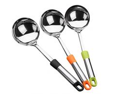 Edelstahl Küche Schöpfkellen Set Pfanne Suppenkelle Löffel mit ergonomischem Griff, 32 cm