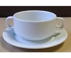 12 Suppentassen 26 cl Gastro Hotelporzellan weiss mit Untertasse
