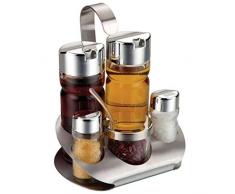 Essig & Öl Spender Pfeffer Salz Streuer Set Tischdeko Servierset inklusive Korb