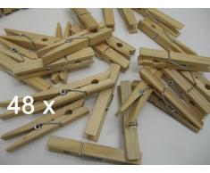 Wäscheklammern SET 48x aus Holz, Metall, für Wäsche Spinne Trockner, Klammer (LHS)