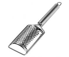 KADAX Reibe, Reibeisen aus Edelstahl, Küchenreibe mit bequemen Griff, Handreibe für Gemüse, Obst, Karotten, Knoblauch, Zwiebel, Käse, Ingwer, Parmesan, handlich, Silber (zum feinen raspeln)