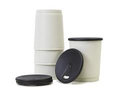 achilles Barista 365 Coffee-to-Go-Becher 4er Set Kaffee-Becher BPA-frei LFGB geprüft Wiederverwendbarer Trink-Pfand-Mehrweg-Becher Spülmaschinenfest Deckel in Schwarz 330ml