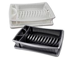 Geschirrabtropfkorb Abtropfgestell Kunststoff 39 cm x 28 cm Weiß oder Grau, Farbe:Grau