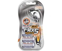 BIC Flex 5 Hybrid Herren Nassrasierer Set, 5 Klingen Rasierer Set mit 1 Griff und 4 Wechselklingen