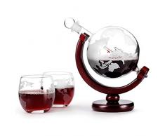 Großer Whiskey-Dekanter aus Glas, 800 ml, Weißwein-Dekanter, für Wodka-Rum-Set, Trinkbrunnen, Ätzglas, Getränke-Dekanter für Bar, Zuhause, Dekoration 1×decanter+2×cups