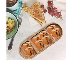 kingpo 3-teiliger Saucenbehälter aus Holz, Retro-Tablettplatte, Mehrzweck-Servierschale für die Küche zu Hause