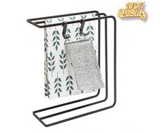 WING Geschirrtuchhalter Küchenschrank Freistehend Handtuchhalter mit 3 Handtuchstangen Handtuchständer Spültuch Halter Geschirrhandtuchhalter, schwarz