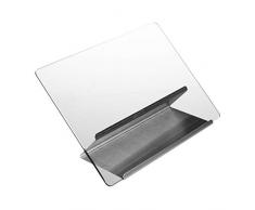 Relaxdays Kochbuchhalter aus Edelstahl und Glas, Leseständer für Rezepte, Kochbuchständer Metall HxB 22 x 29 cm, silber