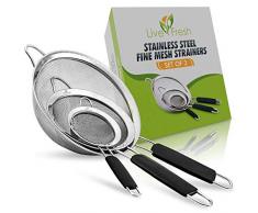 LiveFresh Küchensieb-Set - Premium Feines Edelstahlnetz-Set von Sieben, Abtropfsieben und Seihern, für Quinoa mit bequemen rutschfesten Griffen geschaffen - Drei Größen