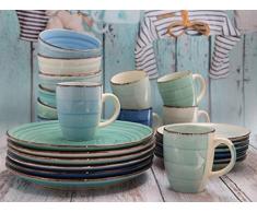 Steingut Serie Baita - Teller/Schalen/Becher zur Auswahl (6 x Teller tief)