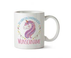 Partycards Personalisierte Tassen als Geschenkidee mit verschiedenen Motiven - Kaffebecher (Die schönsten Einhörner heißen ..., 300ml)