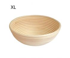Gärkorb Gärkörbchen Rund, 25*8 cm, Ø 25cm Brot Teig Korb Form Gärkörbe Korb aus Natürlichem Peddigrohr für selbstgemachtes Brot für professionelle und häusliche Bäcker, Brotbacken, Bäckermesser
