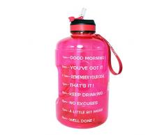 BuildLife Gallone Motivations-Wasserflasche mit der Zeitmarke und Düse zu mehr trinken, BPA-freies wiederverwendbares Fitnessstudio Sport im Freien Große (128OZ) Kapazität (Pink, 1 Gallone)