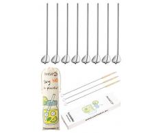 Pentaton Trinkhalmlöffel aus Edelstahl, Wiederverwendbare Strohhalmlöffel, Latte Macchiato und Cocktail-Löffel, Länge 21,5cm