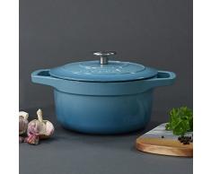 ProCook | Bratentopf aus Gusseisen | induktionsgeeignet | emailliert | Bräter | Schmortopf | 20 cm Ø | 2,7 l Volumen | rund | in schattiertem Türkis
