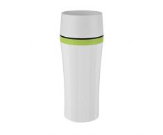 Emsa 514176 Isolierbecher, Mobil genießen, 360 ml, Quick Press Verschluss, Weiß/Grün, Travel Mug Fun