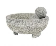 Naturhof Mörser aus Granit mit Kugel Stössel | Küchenhelfer Steinmörser zum Mahlen von Gewürze Kräuter BBQ Rub Pesto | großer Innendurchmesser 16cm