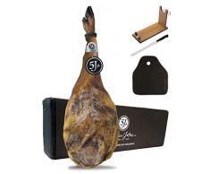 Pata Negra Schinken (Vorderschinken) 100% Iberico aus Eichelmast Cinco Jotas (5J) 4,5 - 5,5 Kg + Schinkenhalter + Messer + Schinkenabdeckung Jamonprive