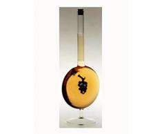 Karaffe klarglas rund mit farbiger Frucht Traube dekorative flache Schnapsflasche befüllbar mit Verschluss aus Glas mit farbigen Trauben innen Füllmenge 0,2 Liter Höhe ca. 25 cm Oberstdorfer Glashütte