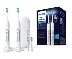 Philips Sonicare ExpertClean 7300 Elektrische Zahnbürste HX9611/19, mit Schalltechnologie, Andruckkontrolle, Reiseetui, Doppelpack, weiß