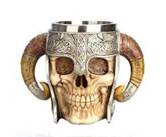HAR Klassische 3D-Schädel Weinglas, Kreative Klaue Schädel Fahrer Design 450Ml Große Kapazitäts-Edelstahl-Doppelgriff Creepy Realistische Muster