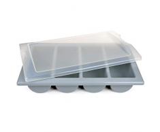 GRÄWE Besteckkasten mit Deckel, leer - Bestecklade mit 4 Fächern, Gastronorm Größe 1/1, groß, stapelbar, spülmaschinengeeignet - Grau