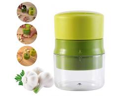 Knoblauchpresse, Spülmaschinenfest Garlic Press Mincer mit Aufbewahrungstopf, Rostfrei Knoblauchschneider, Knoblauch Walnuss Erdnuss Ingwer Pressen Praktischer Küchenhelfer