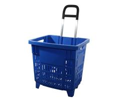 GERSO Einkaufstrolley 55 Liter blau mit Rollen ABS-Kunststoff Einkaufskorb fahrbar bunt