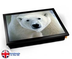 Polar Bear Animal Face Cushion Lap Tray Kissen Tablett Knietablett Kissentablett - Schwarzer Rahmen