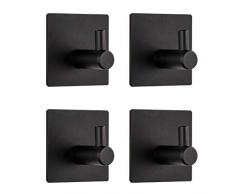 Frap 4 Stk. Wandhaken Handtuchhaken Ohne Bohren, 304 Edelstahl Rostfrei Selbstklebend Bad und Küche Handtuchhalter, Schwarz.